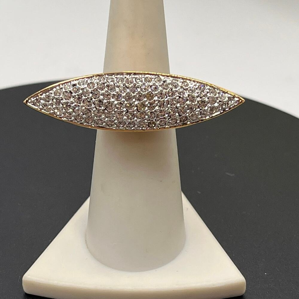 C C SKYE Pave Sparkling Bling Spear Wide Gold Plated Ring size 6.25‎